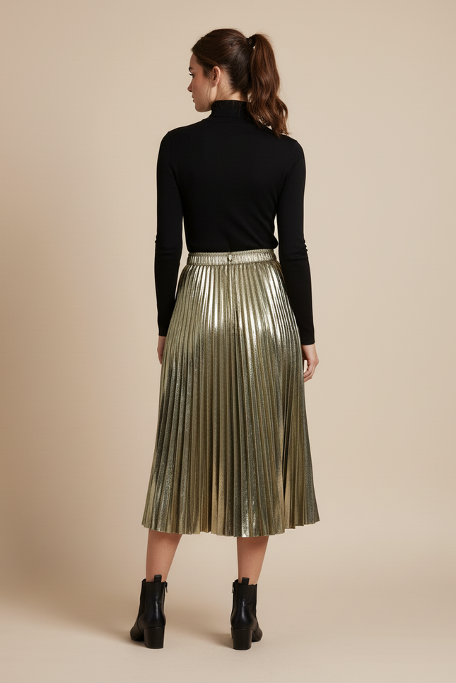 jupe plissée or