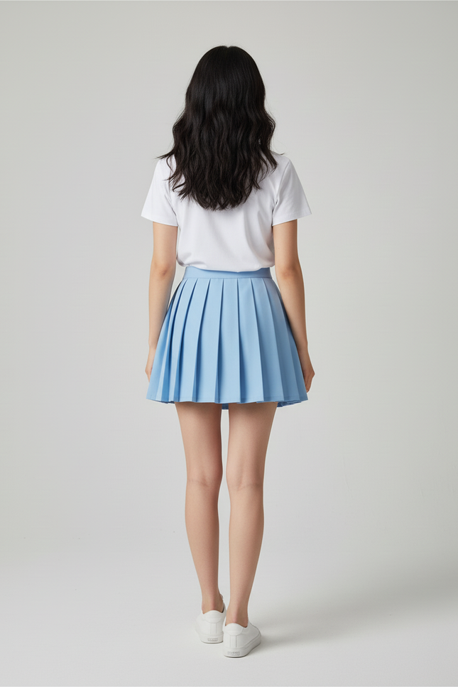 Jupe Plissée bleu clair évasée chic