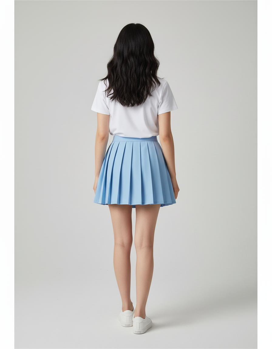 Jupe Plissée bleu clair évasée chic