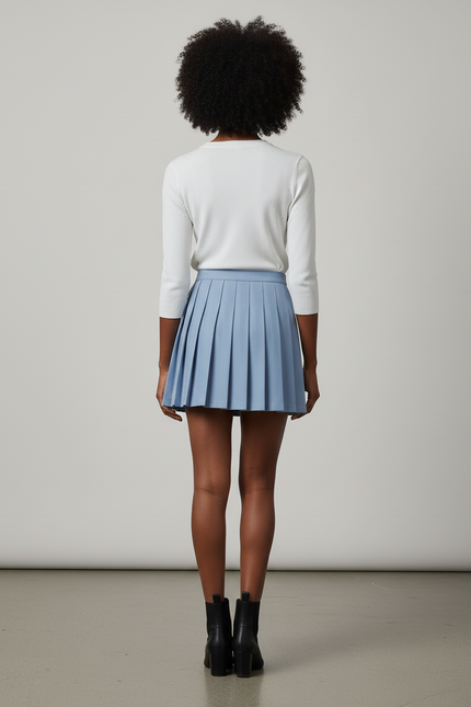 Jupe Plissée Bleu ciel Mini Chic