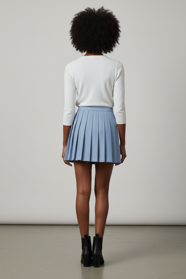 Jupe Plissée Bleu ciel Mini Chic