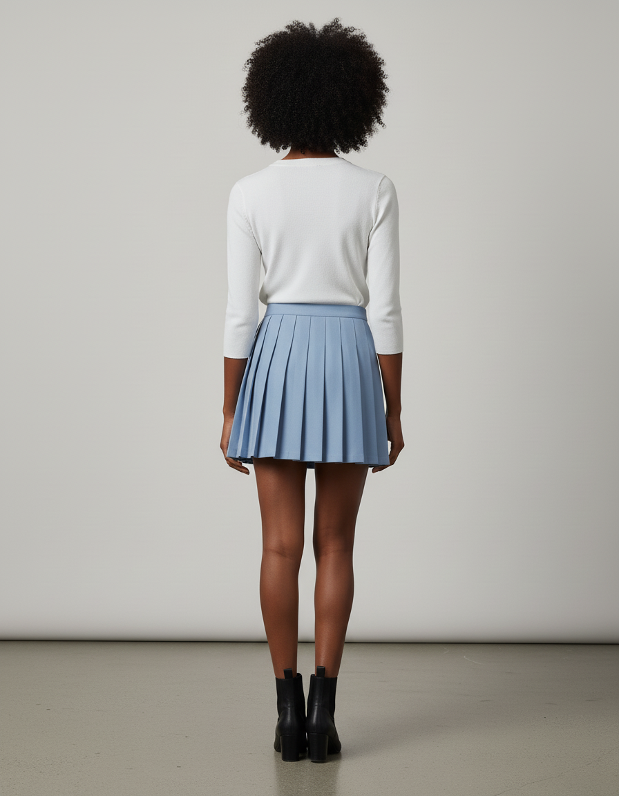 Jupe Plissée Bleu ciel Mini Chic