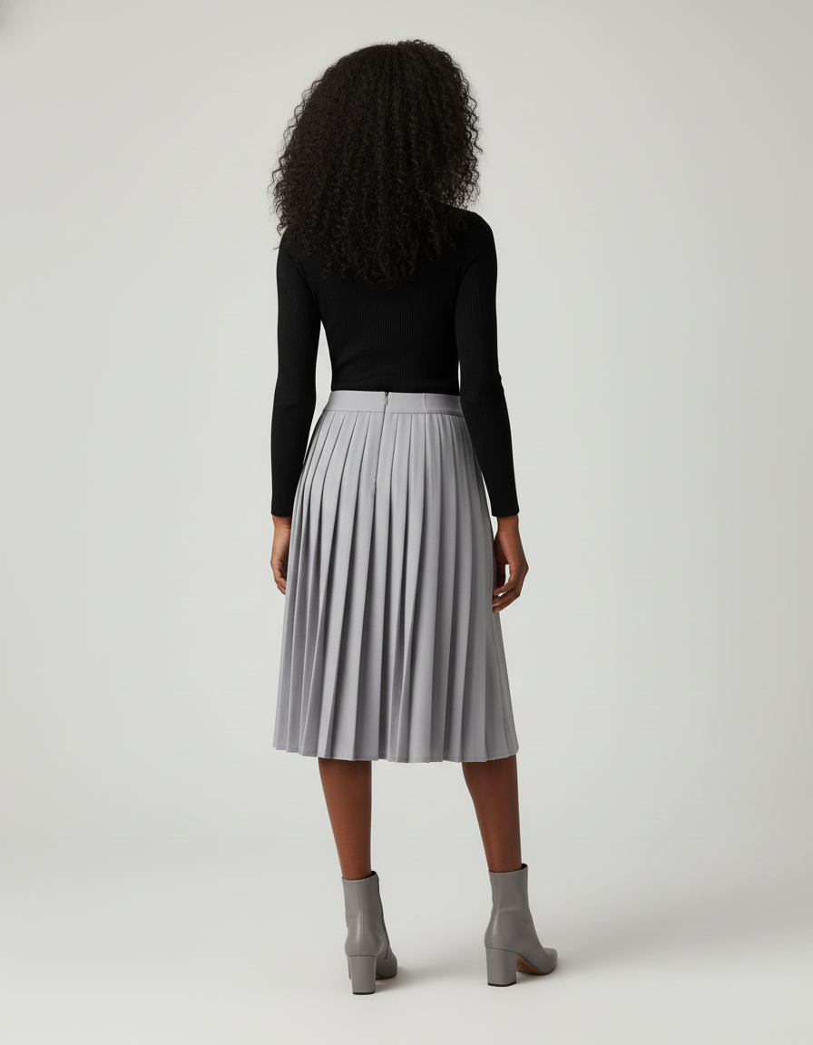 Jupe Plissée gris taille haute chic
