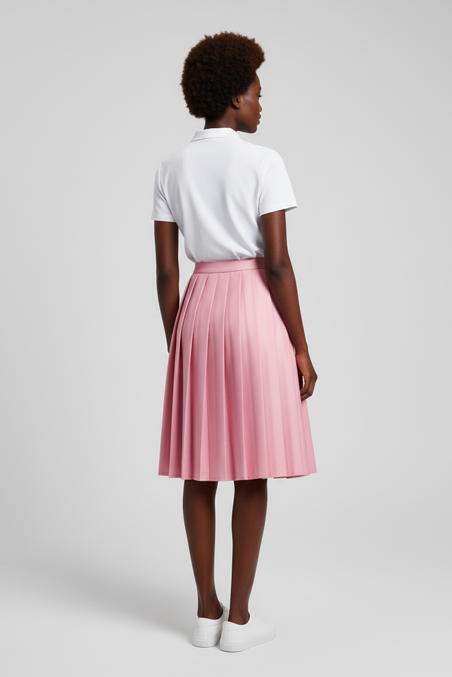 Jupe Plissée rose midi chic