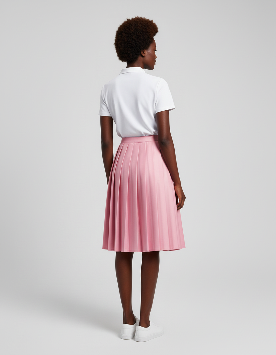Jupe Plissée rose midi chic