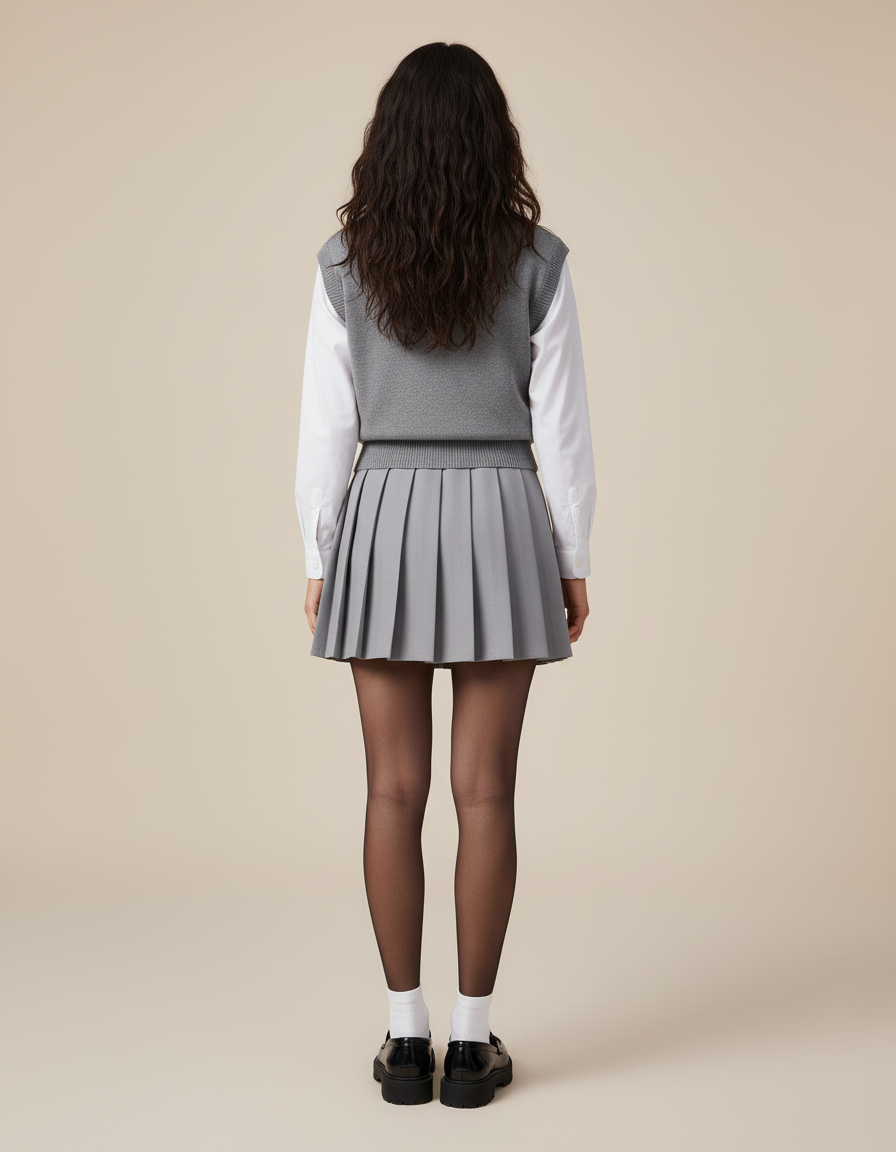 Jupe Plissée grise mini élégante raffinée