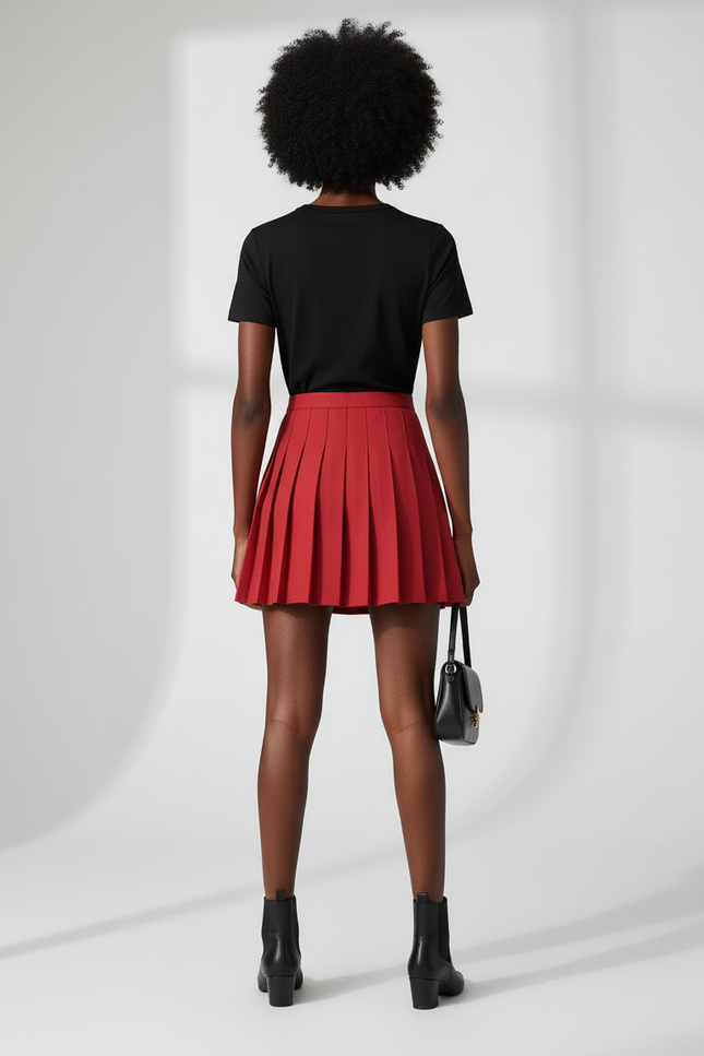 Jupe Plissée rouge mini chic raffinée
