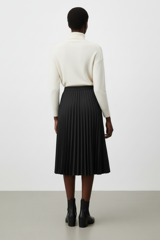 Jupe Plissée Noire Midi Élégante raffinée