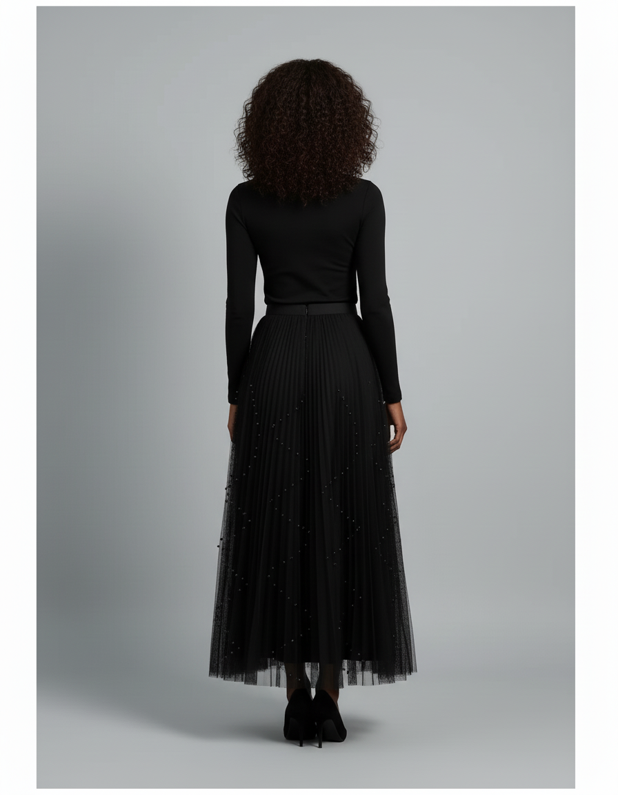 jupe plissée voile noir