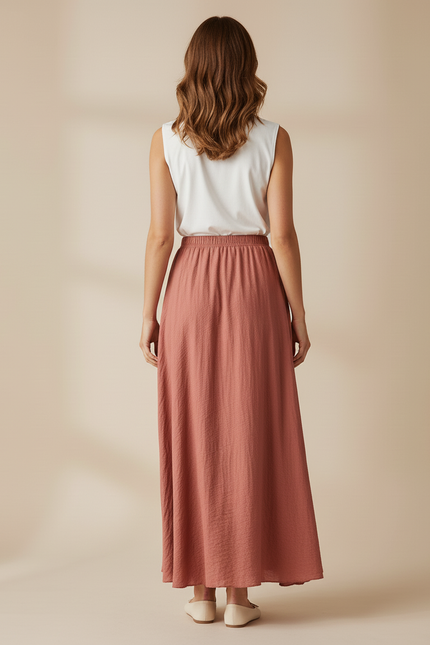 Jupe Plissée Terracotta Douce Fluide