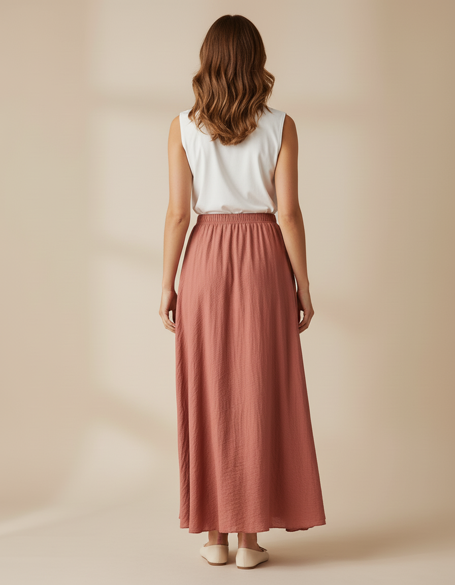 Jupe Plissée Terracotta Douce Fluide