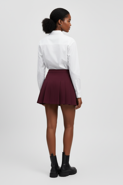 Jupe Plissée bordeaux mini chic raffinée