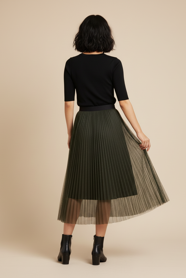 jupe longue plissée voile