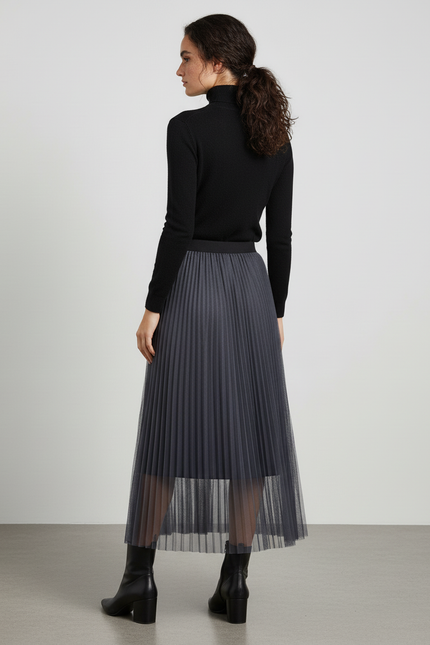 jupe plissée longue transparente