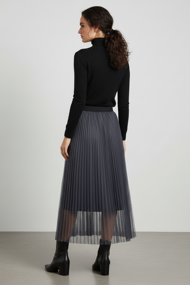 jupe plissée longue transparente