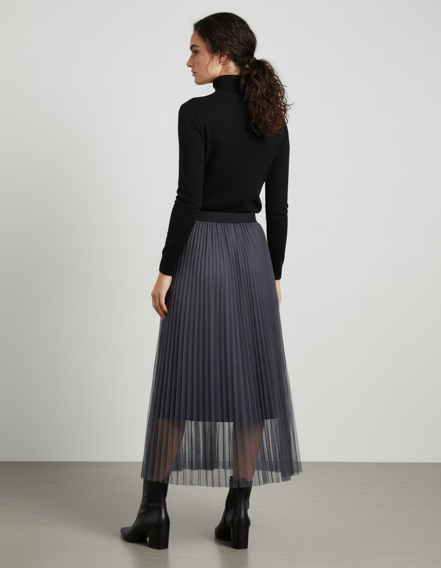 jupe plissée longue transparente