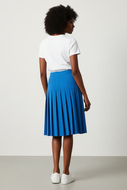 Jupe Plissée bleu midi chic