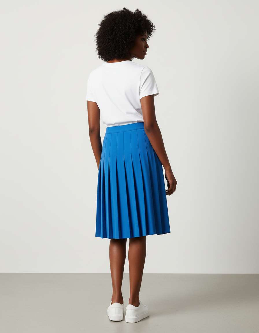 Jupe Plissée bleu midi chic