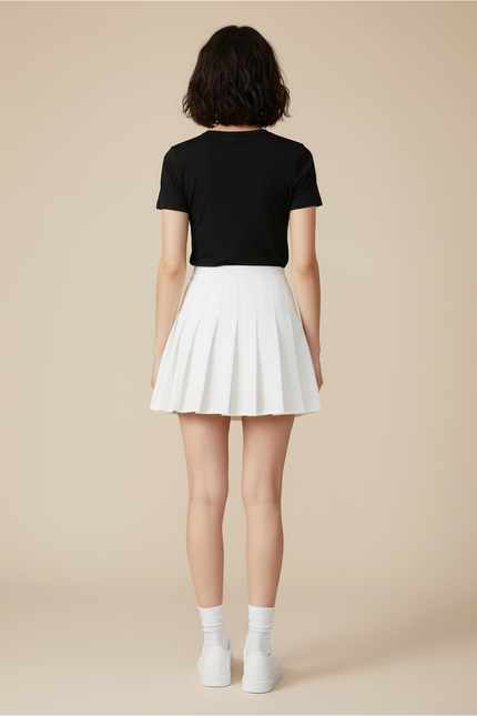 Jupe Plissée Blanche Taille Haute Scolaire