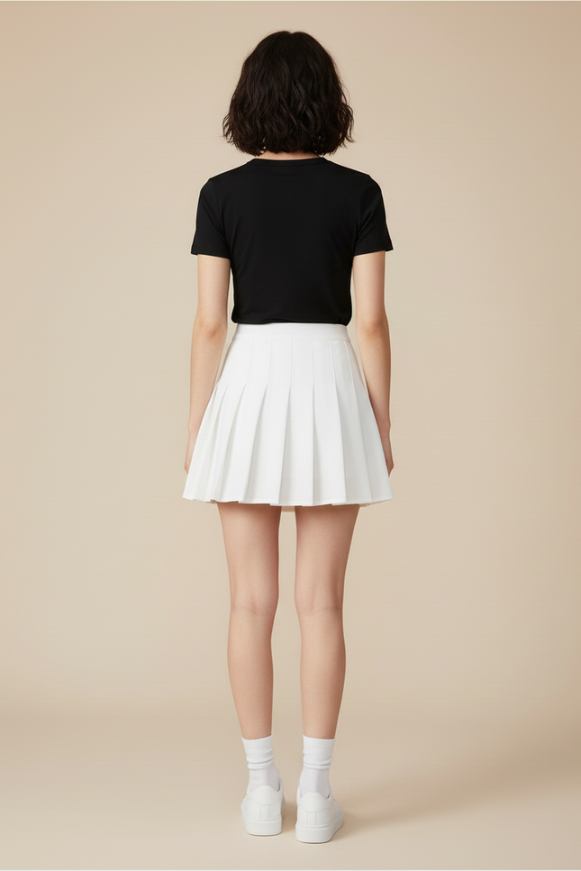 Jupe Plissée Blanche Taille Haute Scolaire