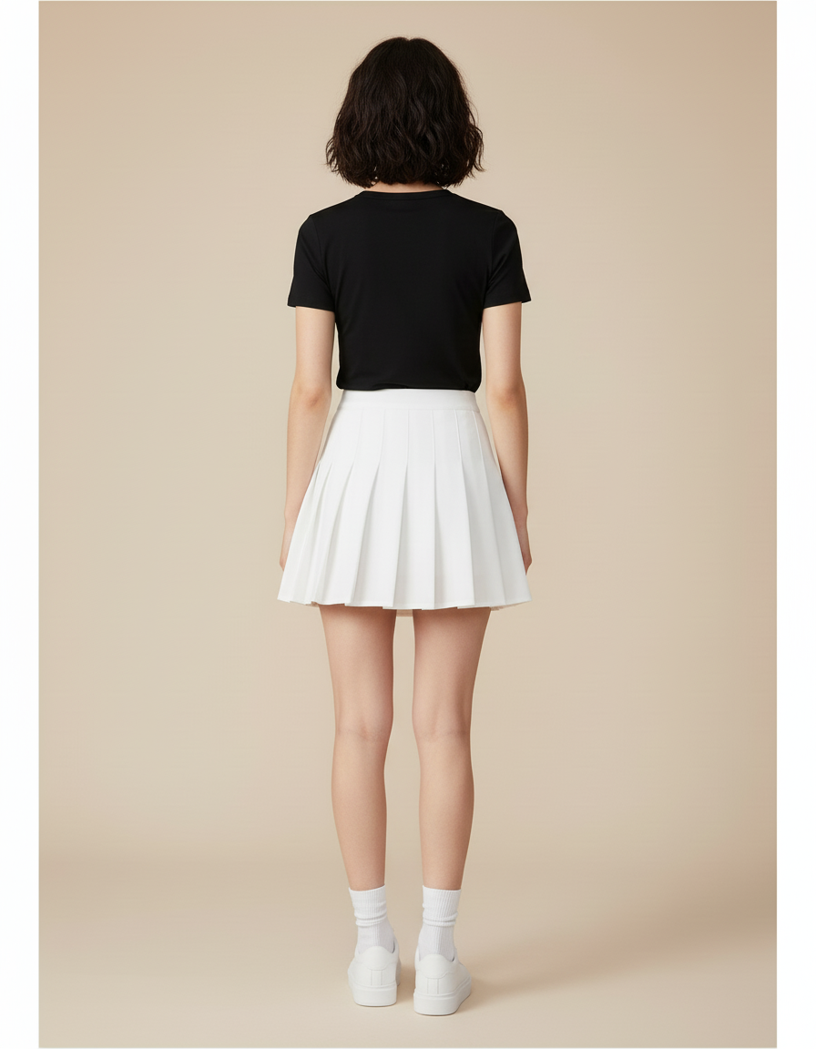 Jupe Plissée Blanche Taille Haute Scolaire