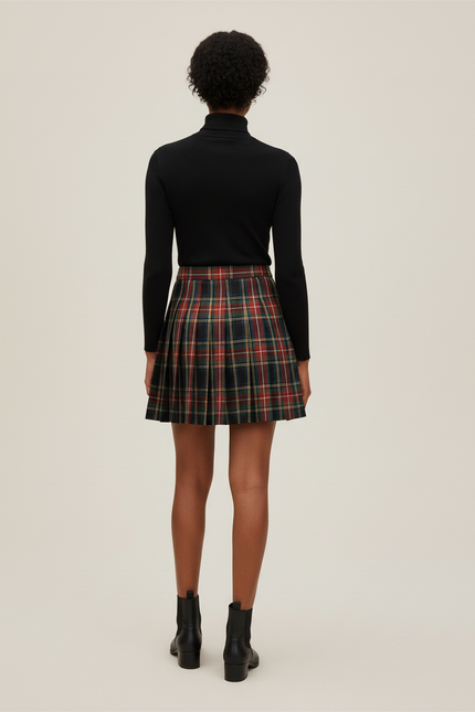 Jupe Plissée mini écossaise chic raffinée