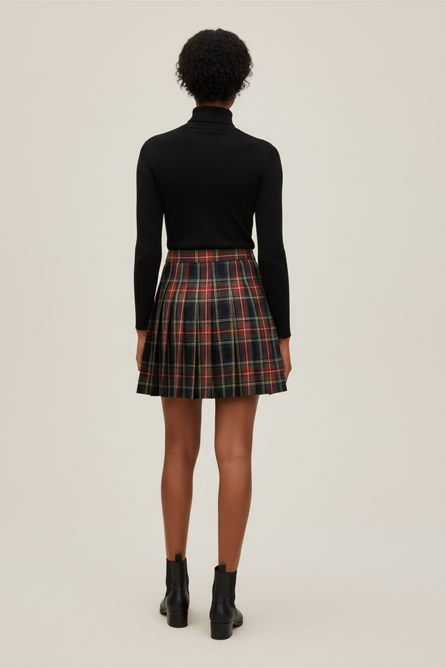 Jupe Plissée mini écossaise chic raffinée