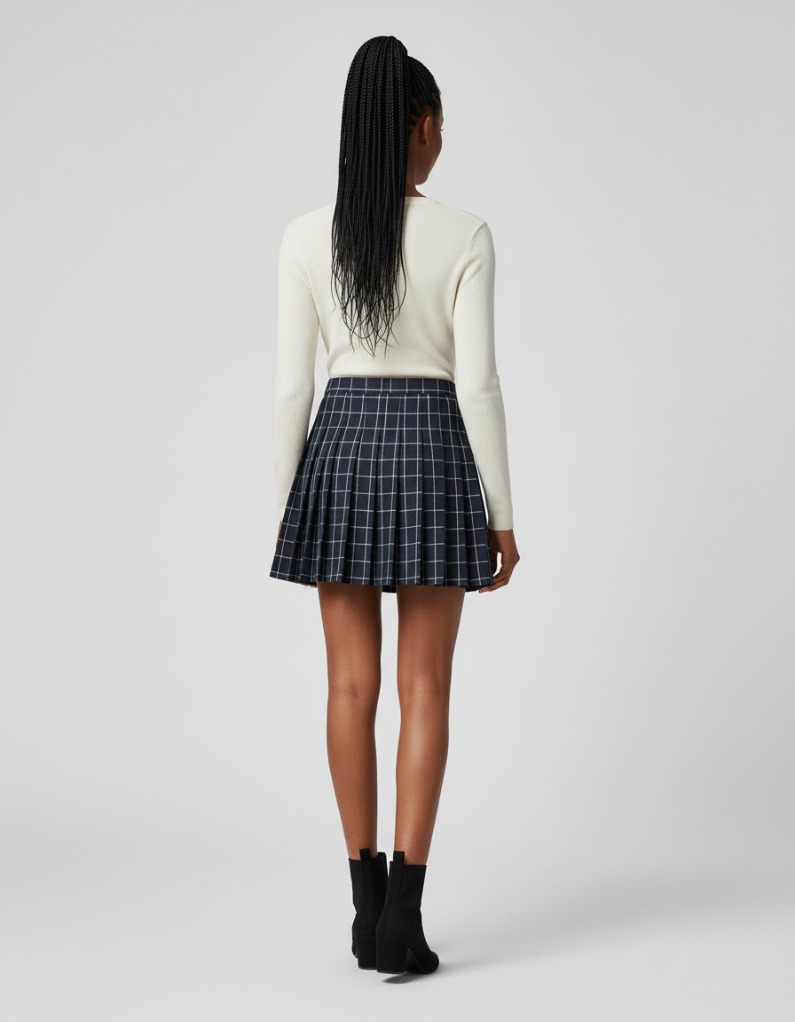 Jupe Plissée Mini Carreaux Chic