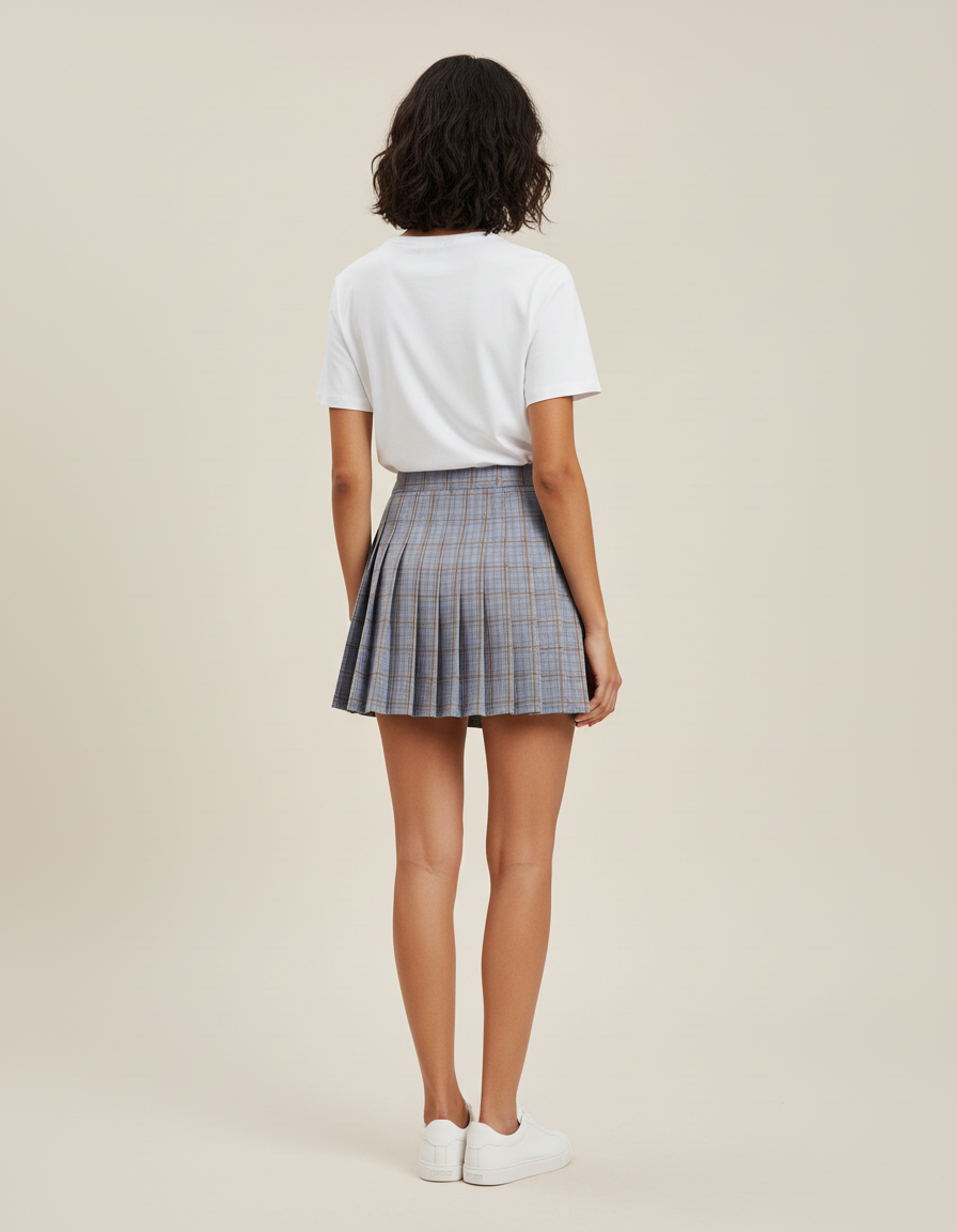 Jupe Plissée Mini Carreaux Chic raffinée