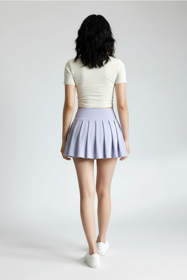 Jupe Plissée Lavande Taille Haute Fluide