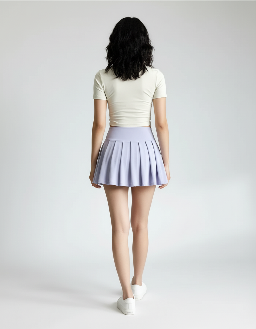Jupe Plissée Lavande Taille Haute Fluide