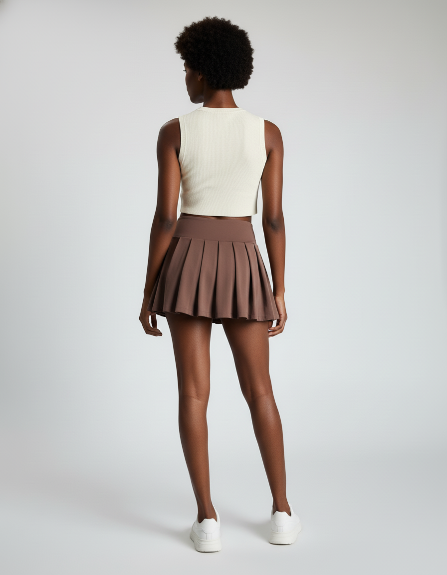 Jupe Plissée marron sport fluide