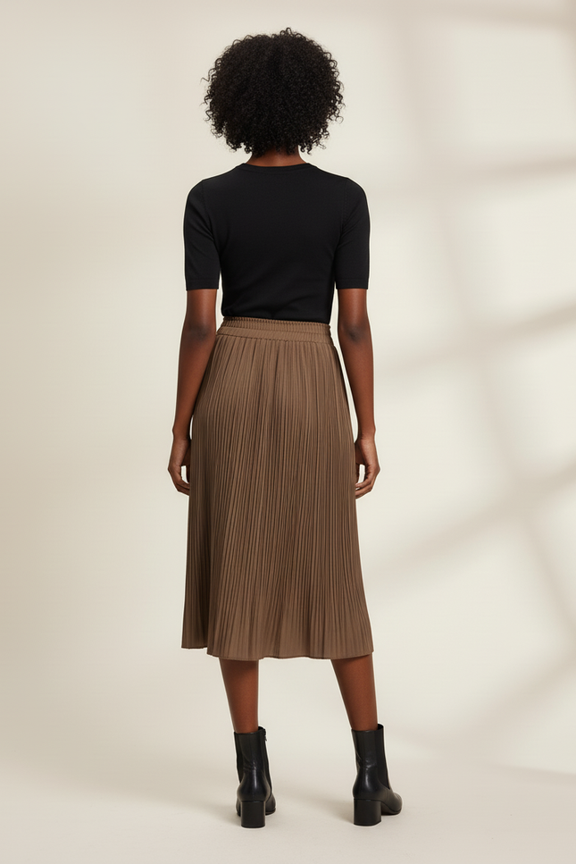 Jupe Plissée kaki midi fluide