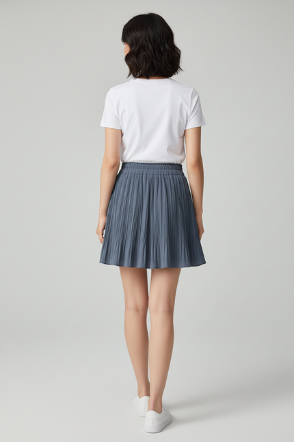 Jupe Plissée mini bleu-gris décontractée