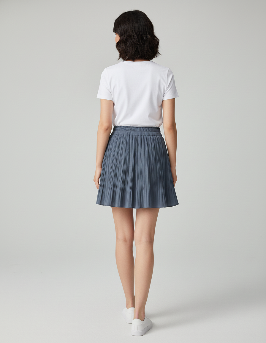 Jupe Plissée mini bleu-gris décontractée