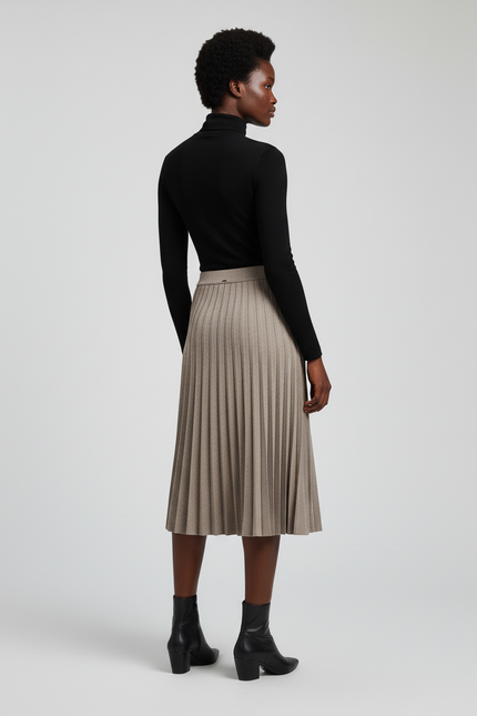 Jupe Plissée beige maille élégante