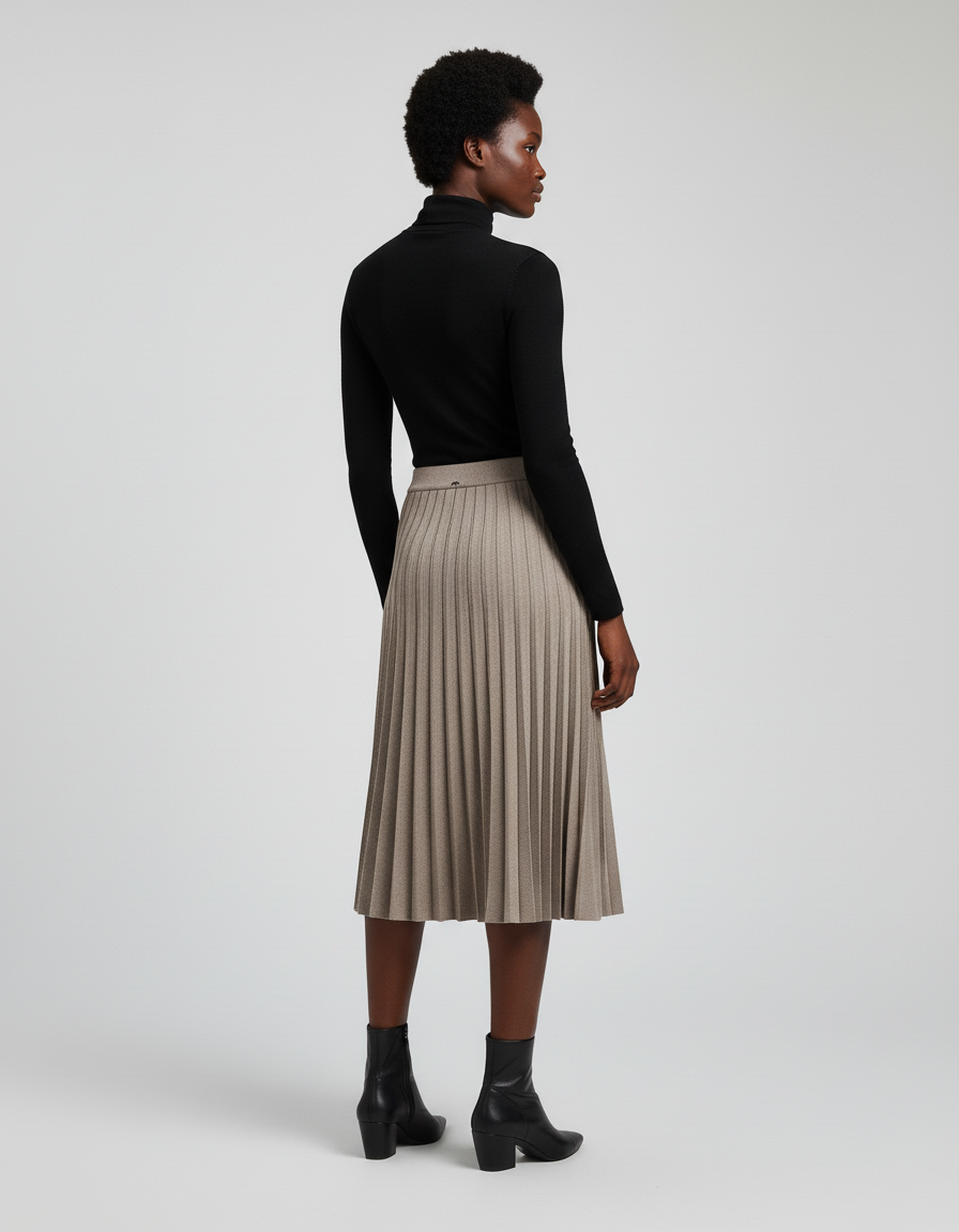 Jupe Plissée beige maille élégante