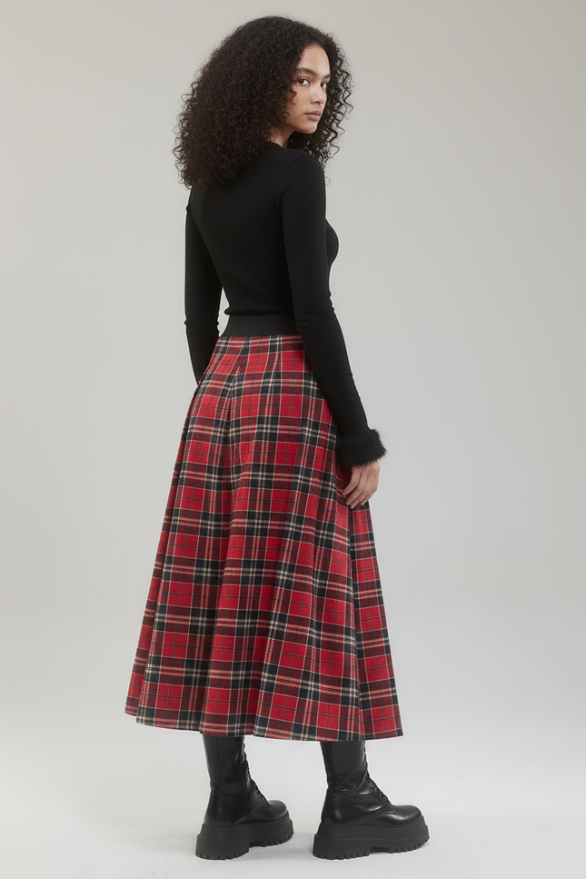 Jupe Plissée écossaise rétro chic