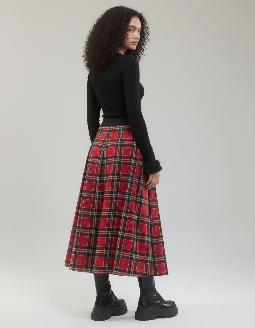 Jupe Plissée écossaise rétro chic