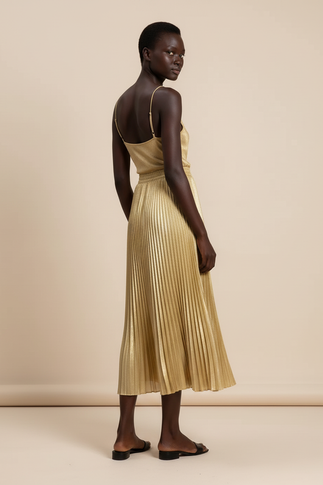 jupe plissée gold