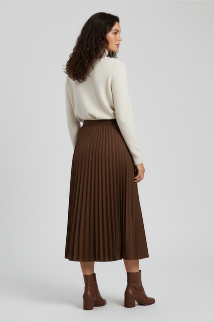 jupe longue plissée taille haute