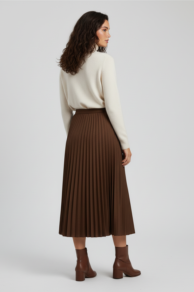 jupe longue plissée taille haute