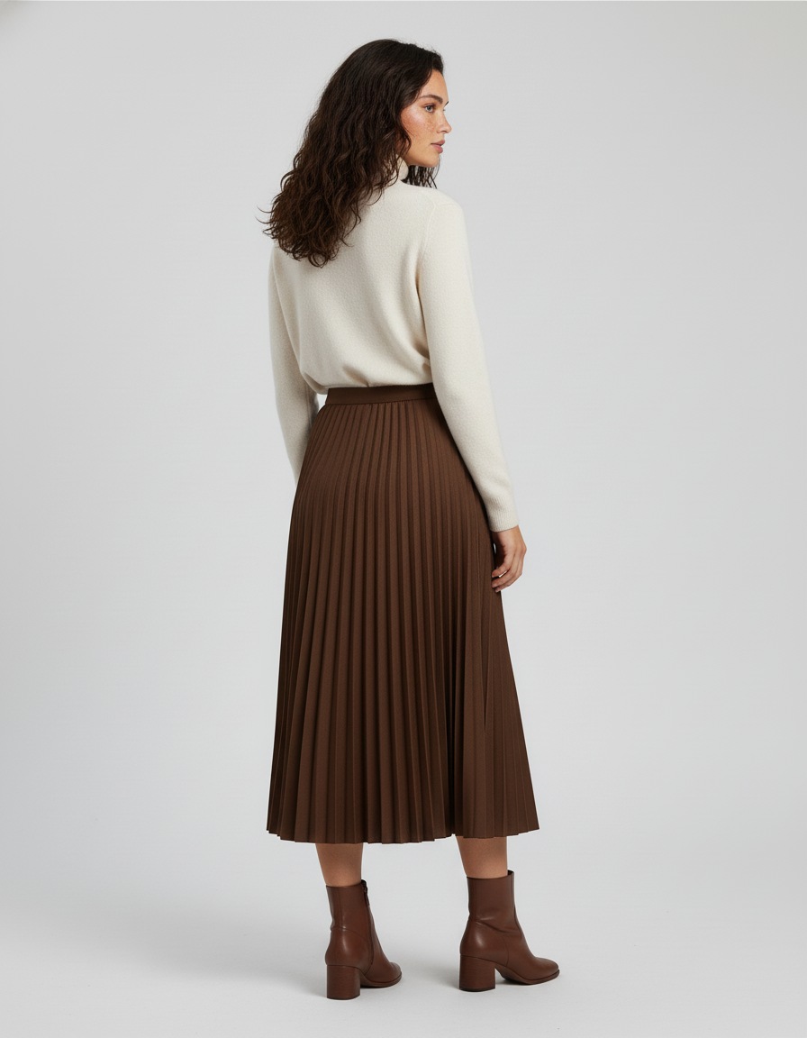 jupe longue plissée taille haute