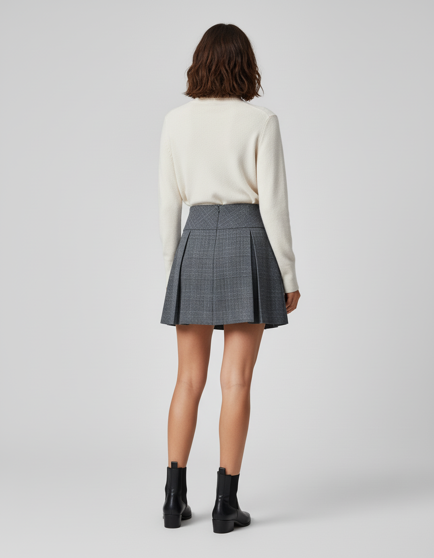 Jupe Plissée mini grise chic raffinée
