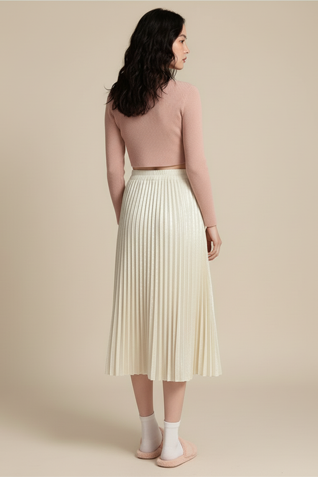 Jupe Plissée velours doré élégante