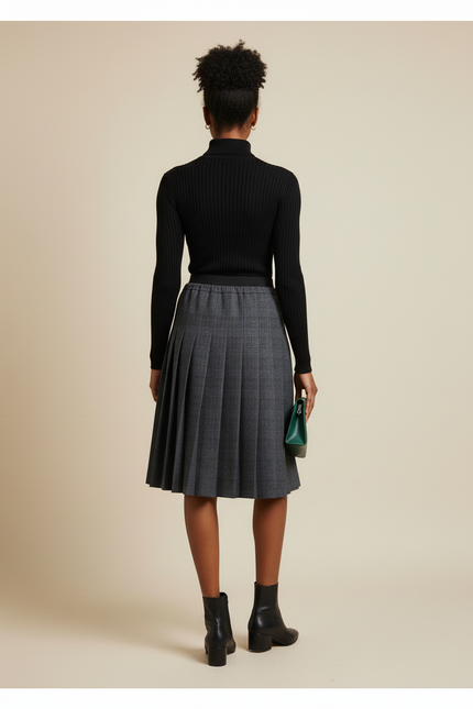 Jupe Plissée grise midi chic