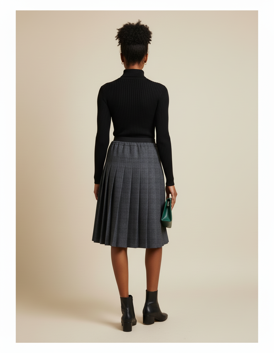 Jupe Plissée grise midi chic