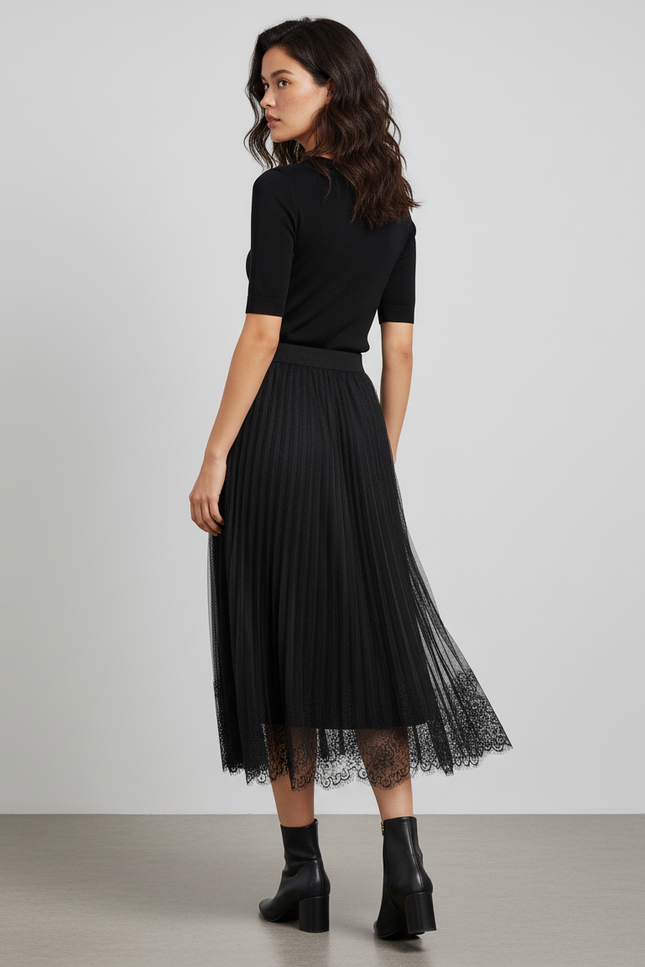 jupe plissée noire voile