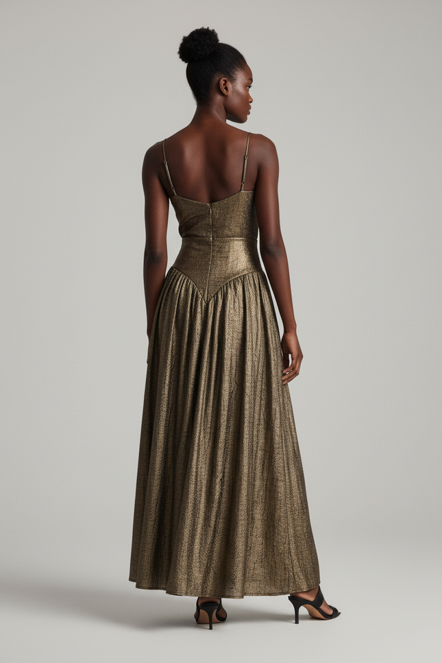 Jupe Plissée dorée métallisée élégante