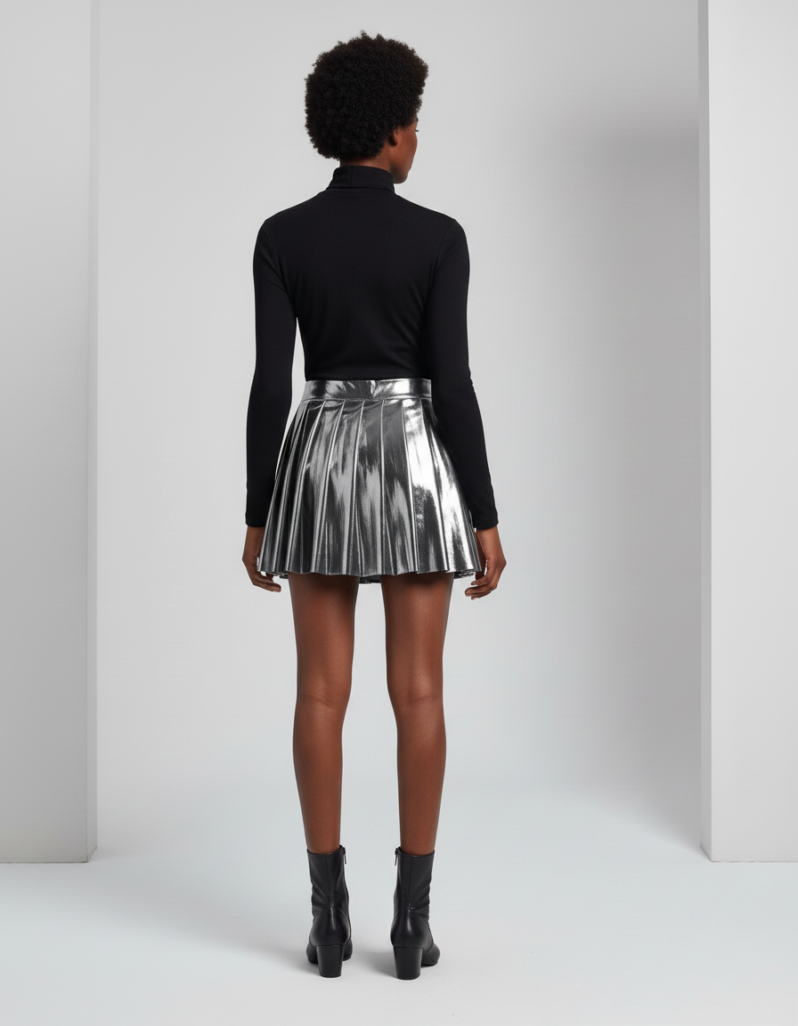 Jupe Plissée argentée brillante chic raffinée